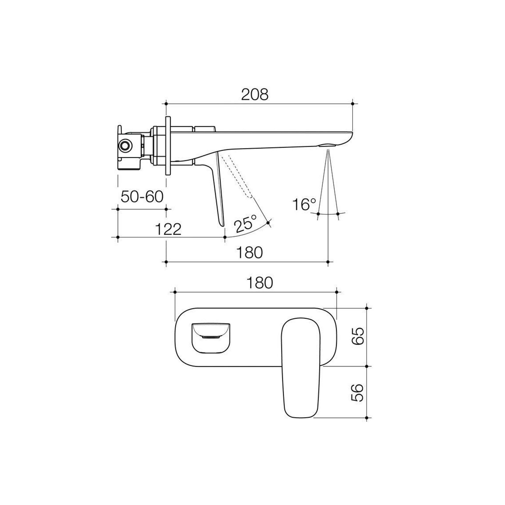 Caroma Contura II Wall Basin/Bath Mixer 180mm - Brushed Bronze gallery detail image