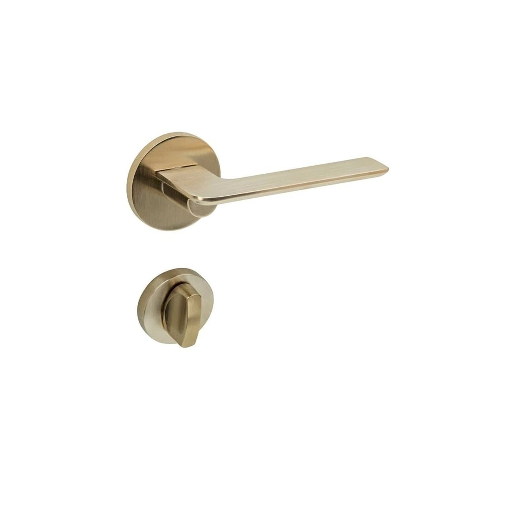 Brushed Brass Door Handle PRIVACY Snib (63mm rose) I Mucheln EDGE Series gallery detail image