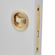 Brushed Brass Cavity Sliding Privacy Door Lock ROUND I Mucheln gallery detail image