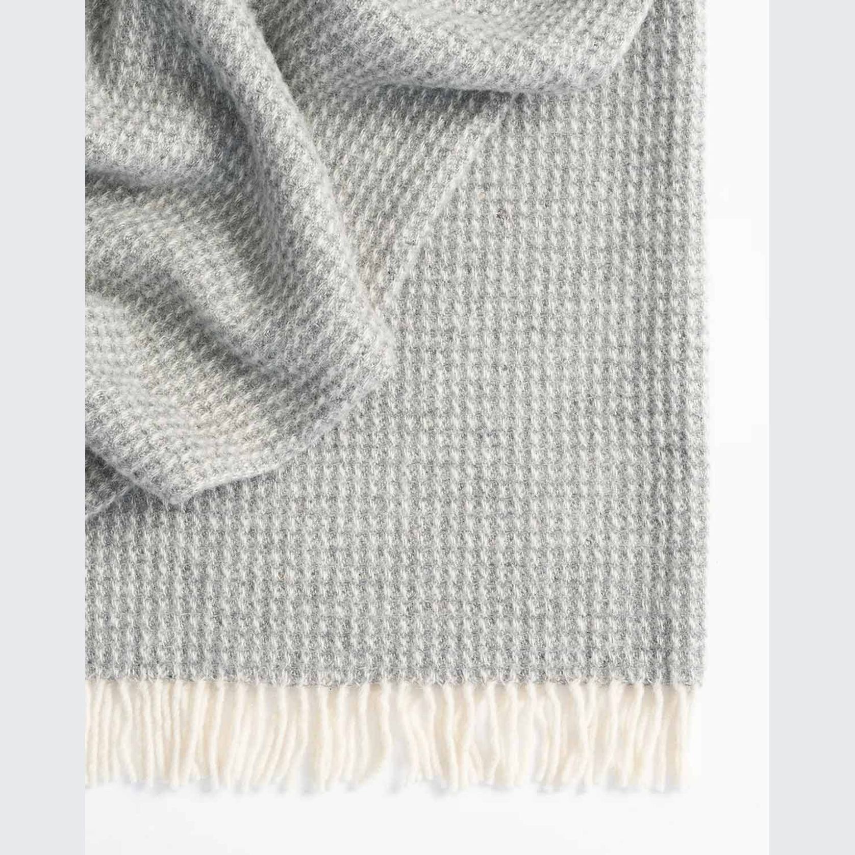 Weave Home Breckon Wool Throw Blanket - Fog | NZ Made | Waffle gallery detail image