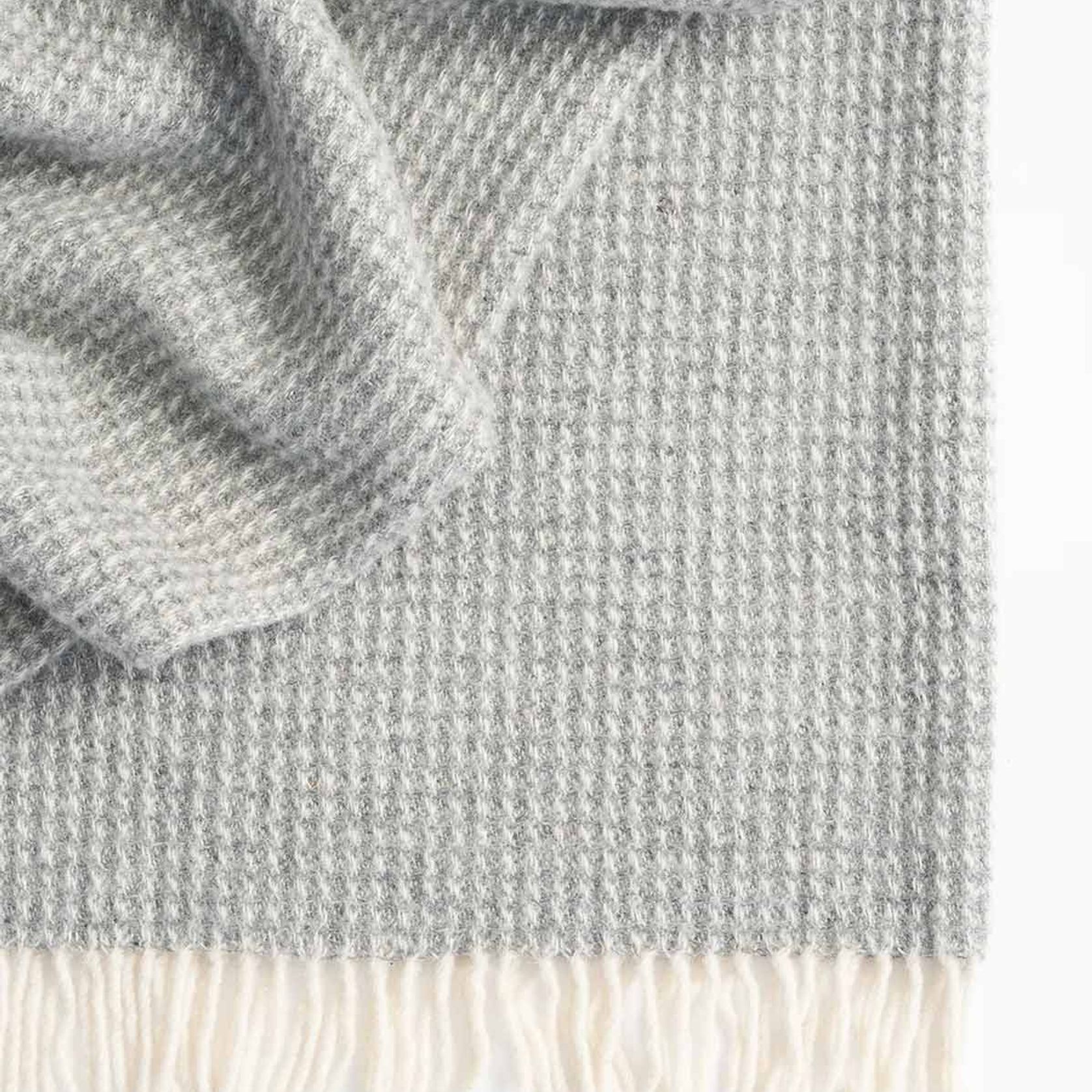 Weave Home Breckon Wool Throw Blanket - Fog | NZ Made | Waffle gallery detail image
