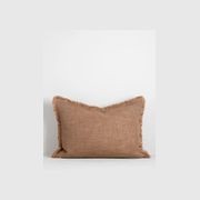 Baya Dover Cushion - Tan Brown | Lumbar with Fringe gallery detail image