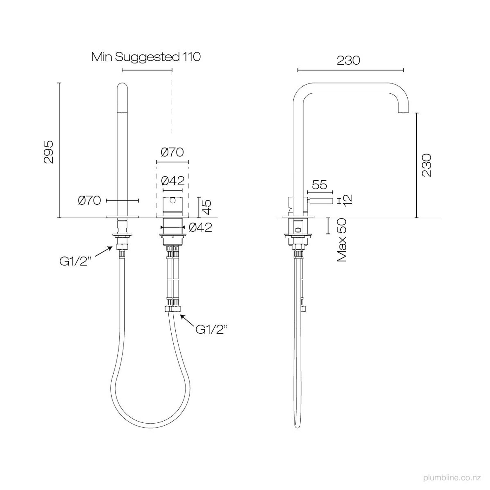 Buddy Pro Square 2 Hole High Mixer gallery detail image