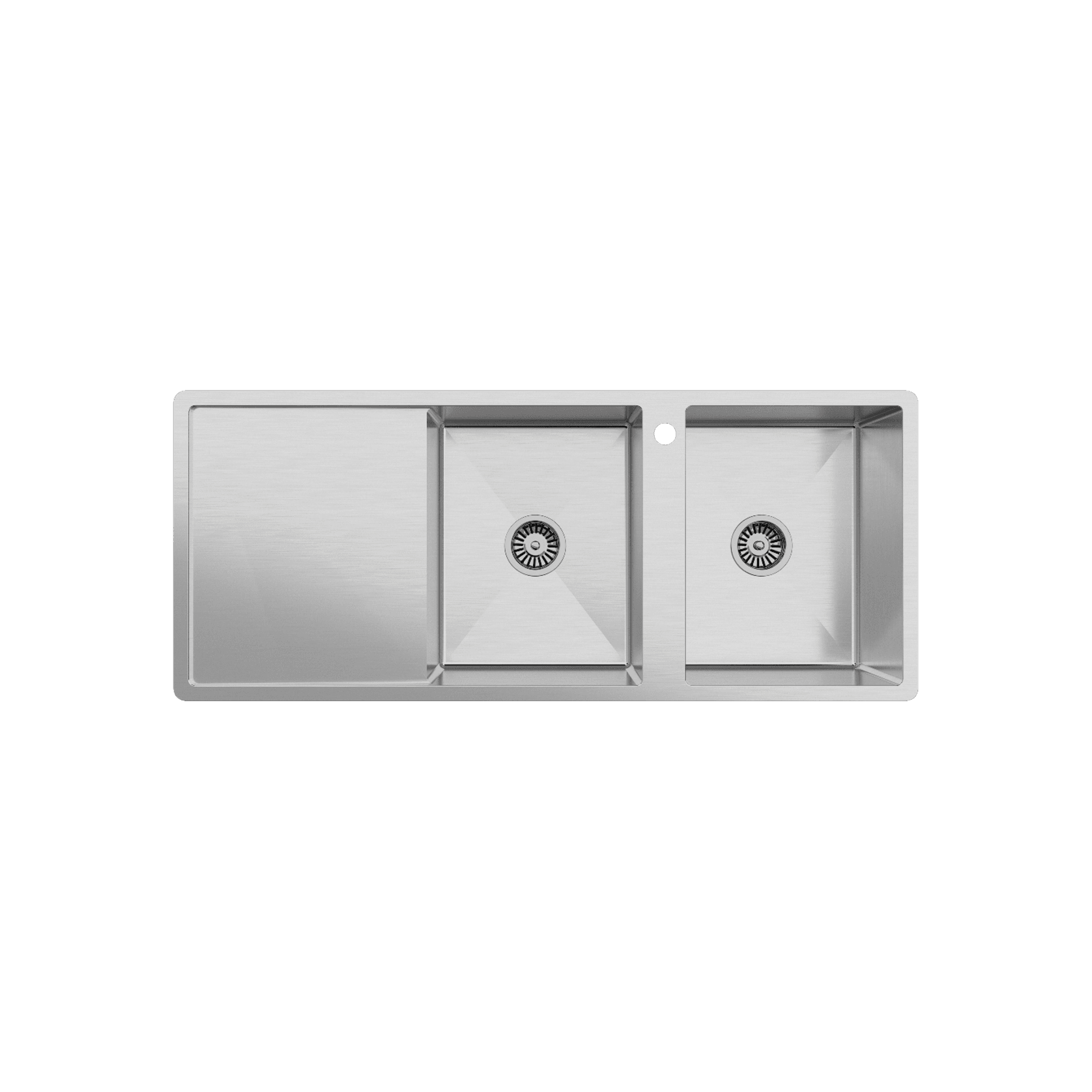 Theo 1200x500 Double Bowl with Drain Board Sink With Taphole Left Hand Drainboard gallery detail image