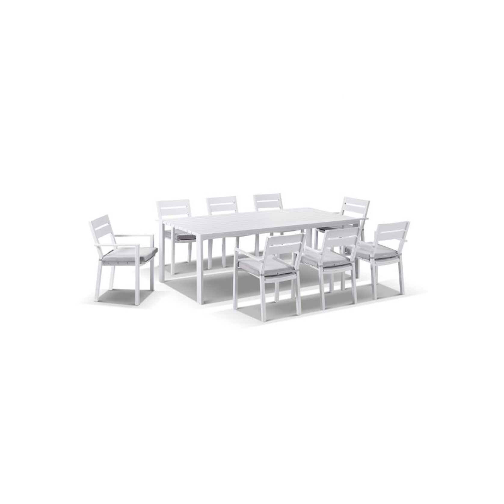 Capri 8 Seater Rectangle Dining Set w/ Santorini Chairs gallery detail image
