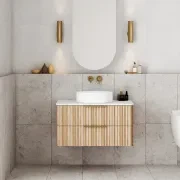 Gravity Natural Oak Curved Wall Hung Vanity gallery detail image