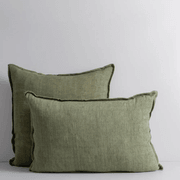 Baya Cassia Handwoven 100% Linen Cushion - Moss | Square gallery detail image