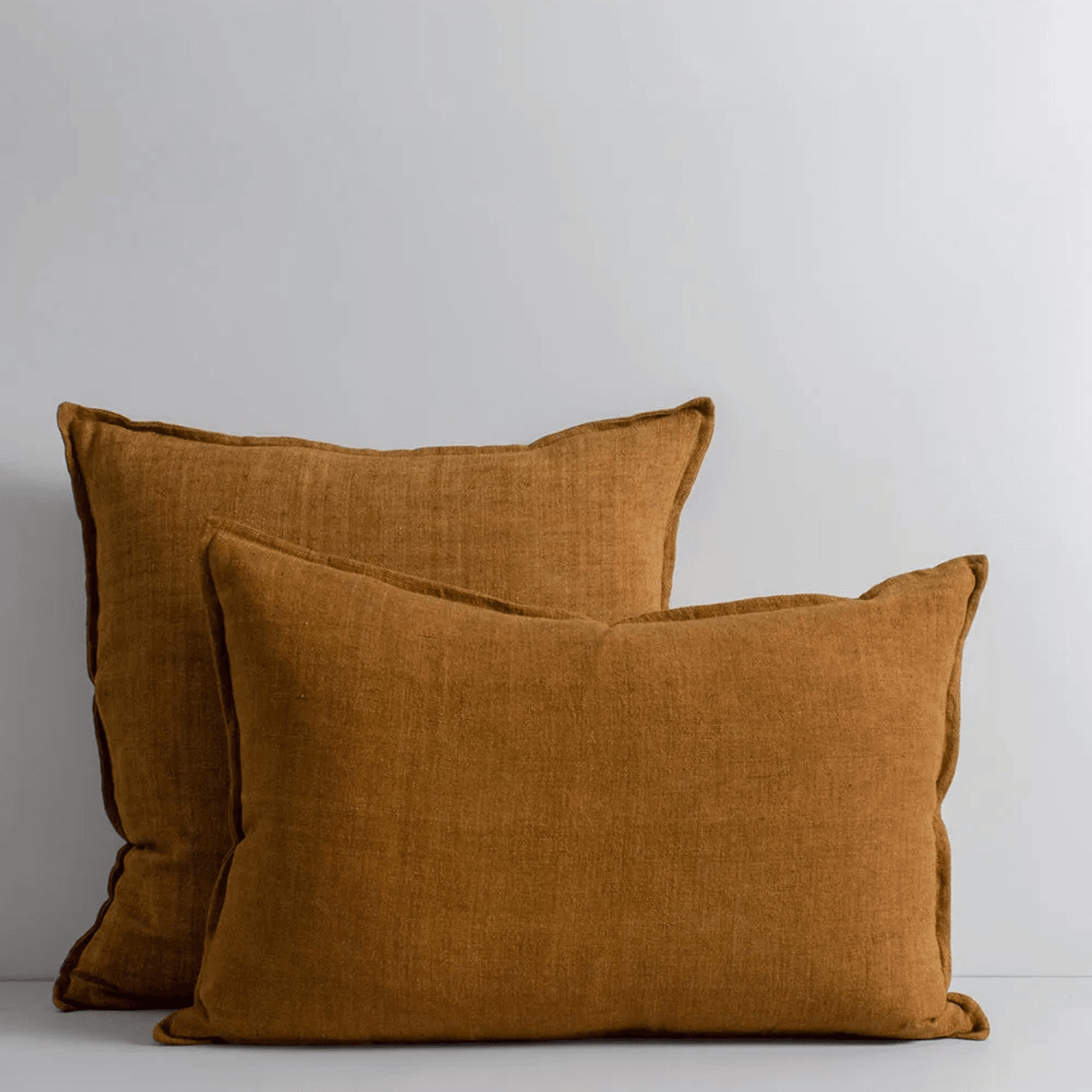 Cassia Handwoven 100% Linen Cushion - Tobacco | Square gallery detail image