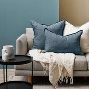 Baya Cassia Handwoven 100% Linen Cushion - Cloudburst | Square gallery detail image