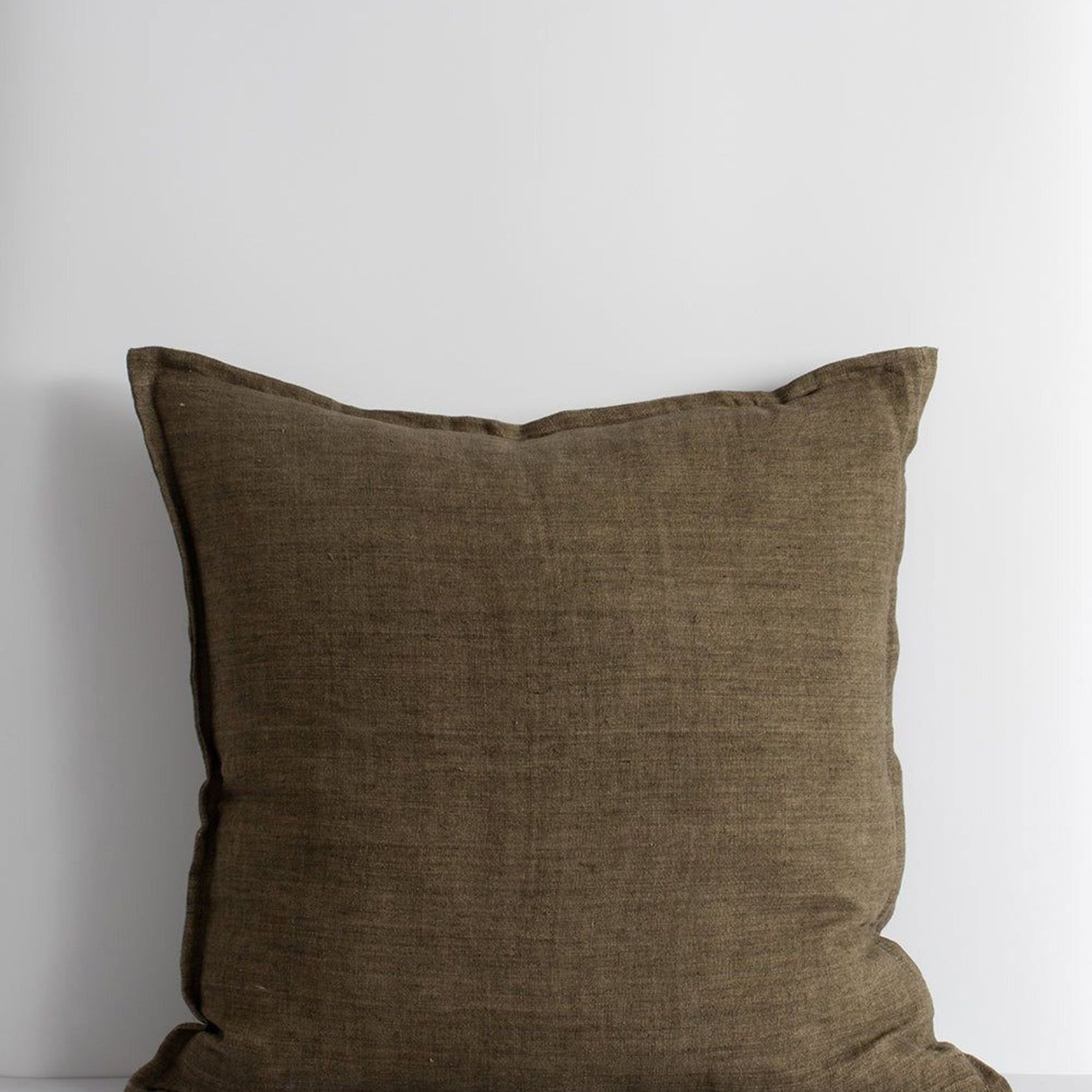 Baya Cassia Handwoven 100% Linen Cushion - Clove | Square gallery detail image