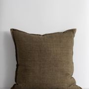 Baya Cassia Handwoven 100% Linen Cushion - Clove | Square gallery detail image