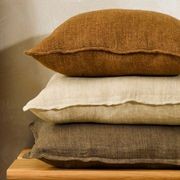 Baya Cassia Handwoven 100% Linen Cushion - Clove | Square gallery detail image