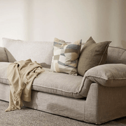 Baya Cassia Handwoven 100% Linen Cushion - Greige | Square gallery detail image