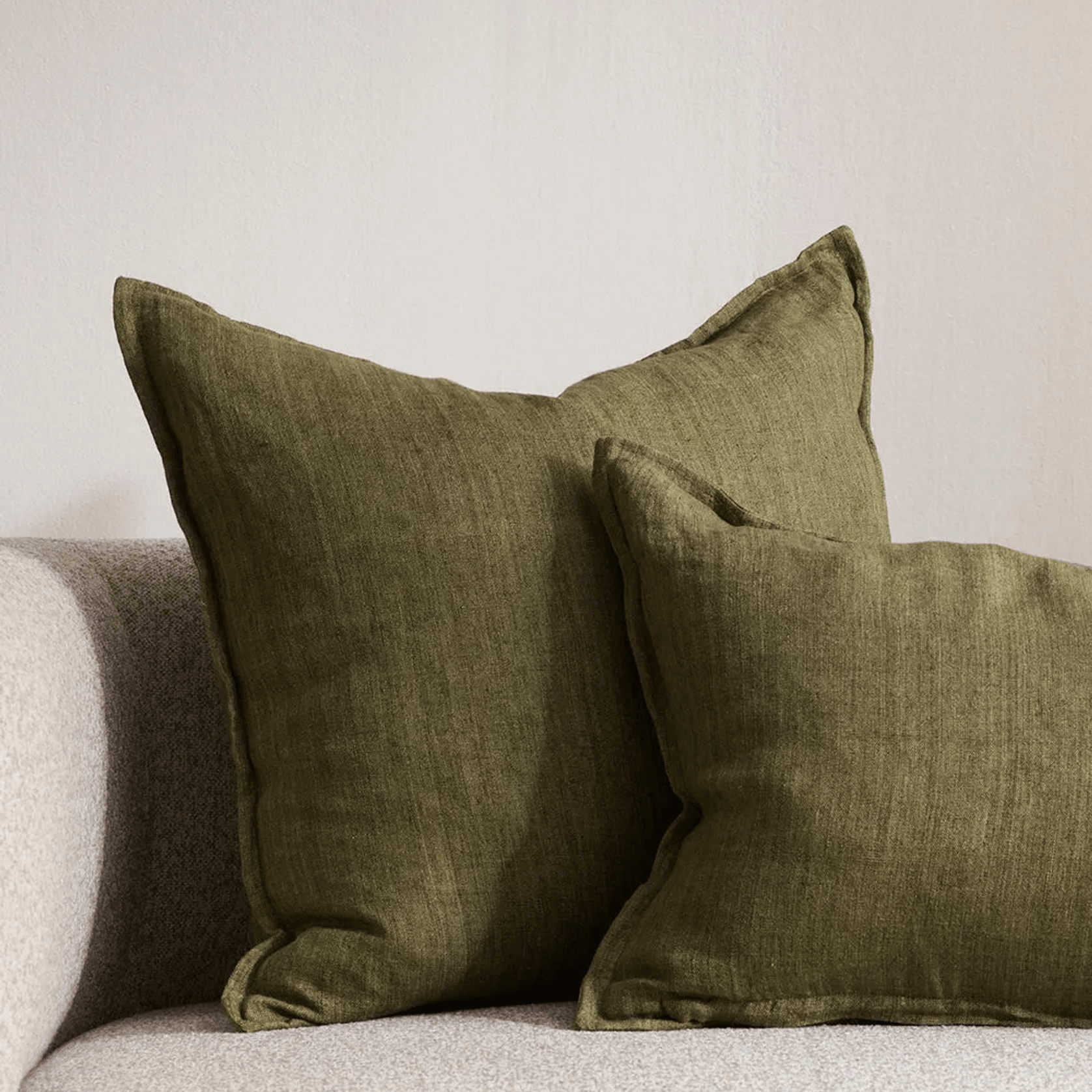 Baya Cassia Handwoven 100% Linen Cushion - Military | Square gallery detail image