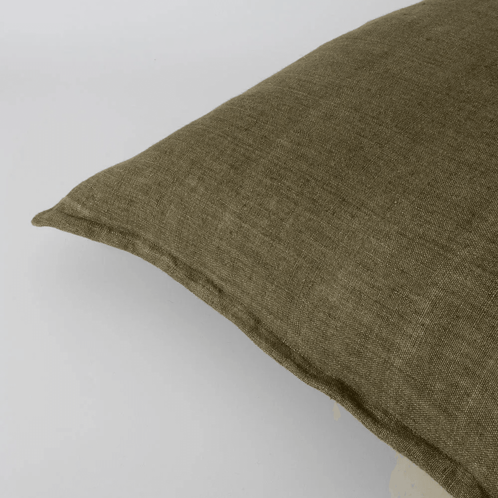 Baya Cassia Handwoven 100% Linen Cushion - Military | Square gallery detail image