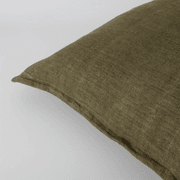 Baya Cassia Handwoven 100% Linen Cushion - Military | Square gallery detail image