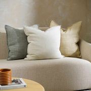 Baya Cassia Handwoven 100% Linen Cushion - Sage | Square gallery detail image