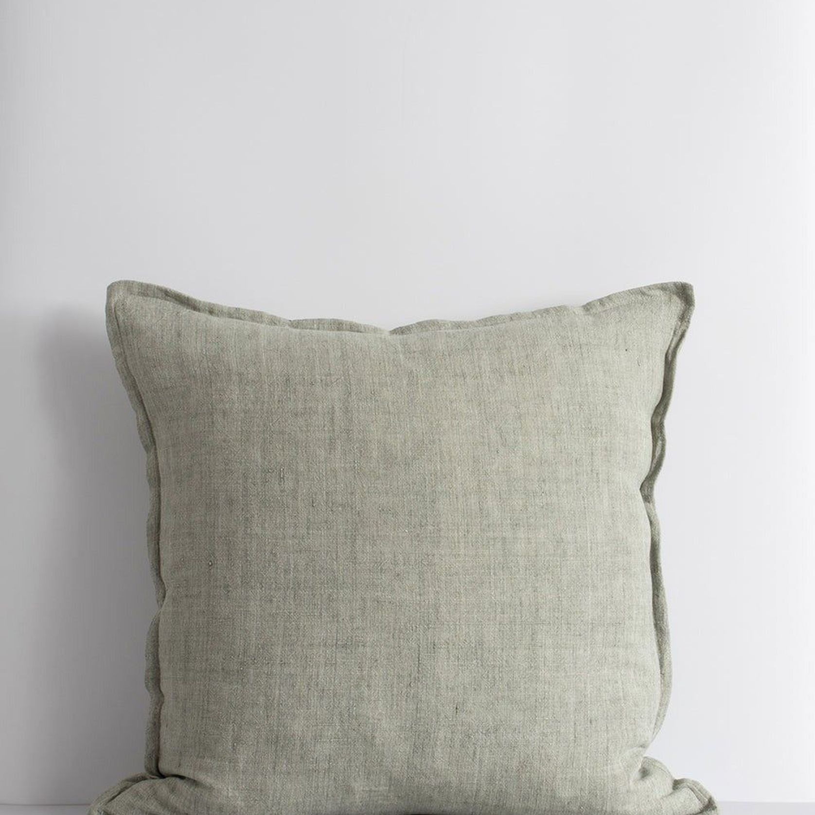 Baya Cassia Handwoven 100% Linen Cushion - Sage | Square gallery detail image