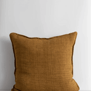 Cassia Handwoven 100% Linen Cushion - Tobacco | Square gallery detail image