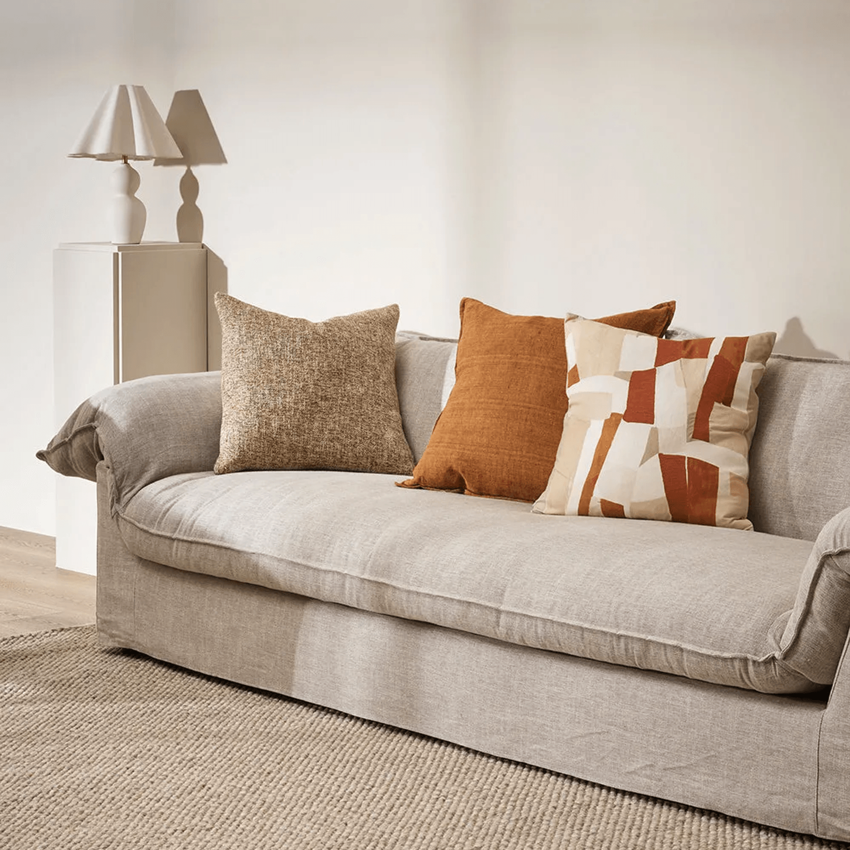 Cassia Handwoven 100% Linen Cushion - Tobacco | Square gallery detail image