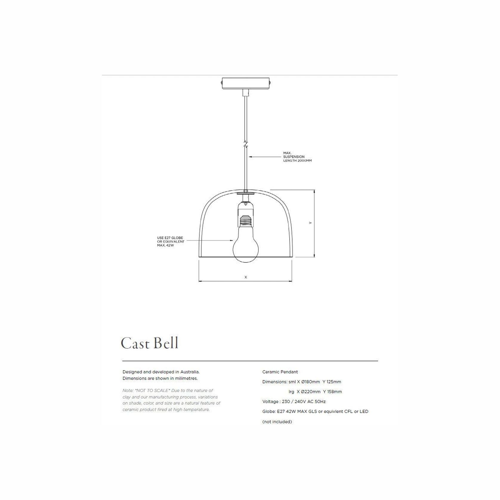 Ceramic Pendant Bell Light Large gallery detail image