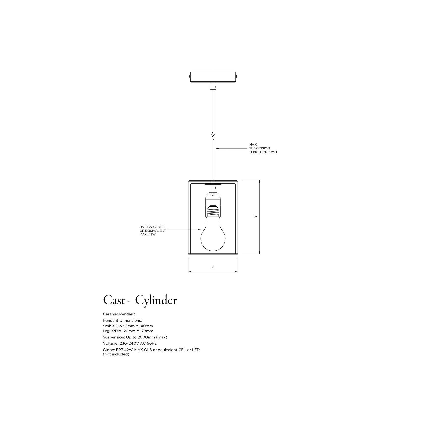 Ceramic Pendant Cylinder Light Large gallery detail image