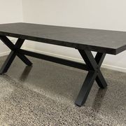 Modena Ceramic X Leg Outdoor Dining Table 240cm | Charcoal gallery detail image