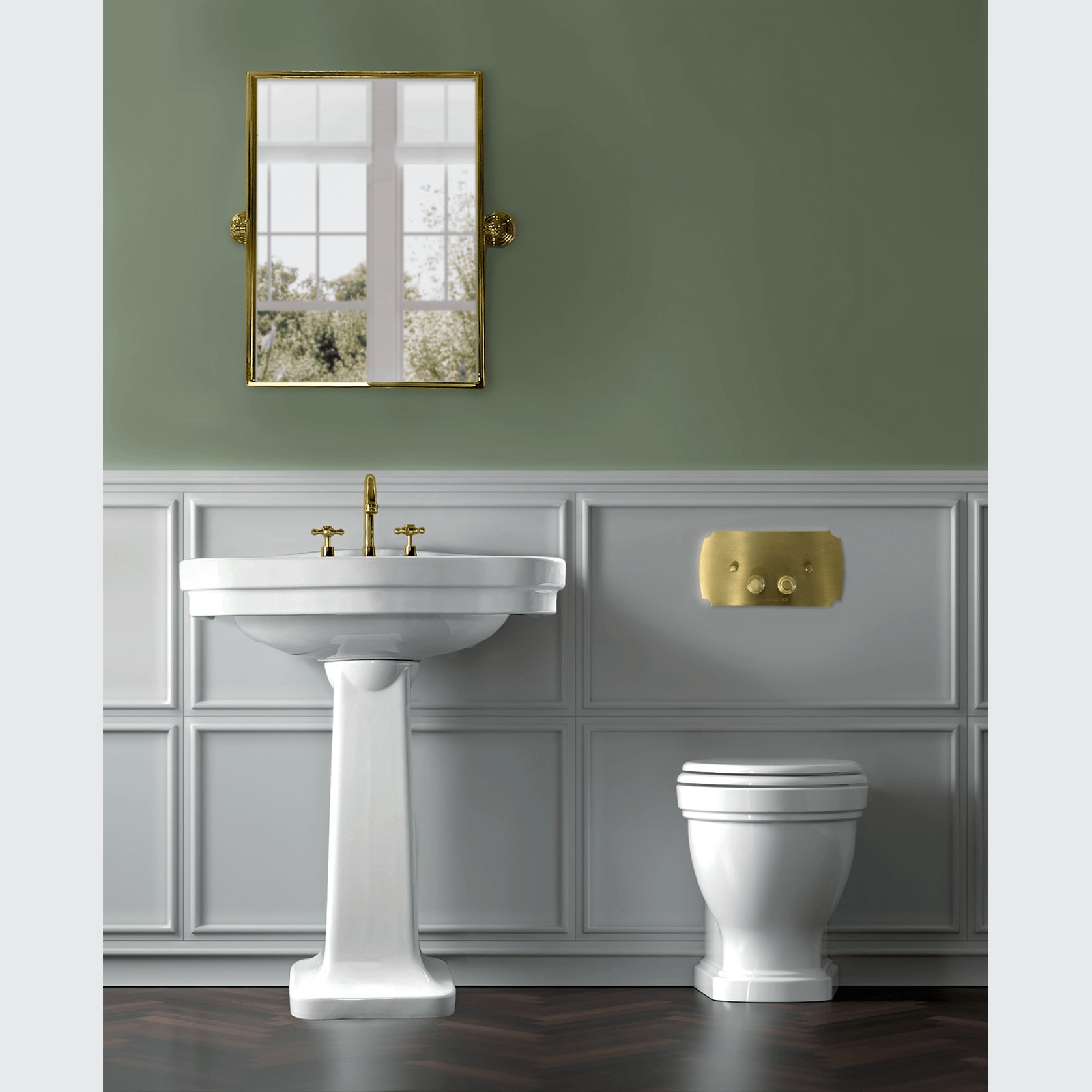 Turner Hastings Claremont Wall Faced Pan With Geberit In Wall Cistern & Traditional Flush Plate gallery detail image