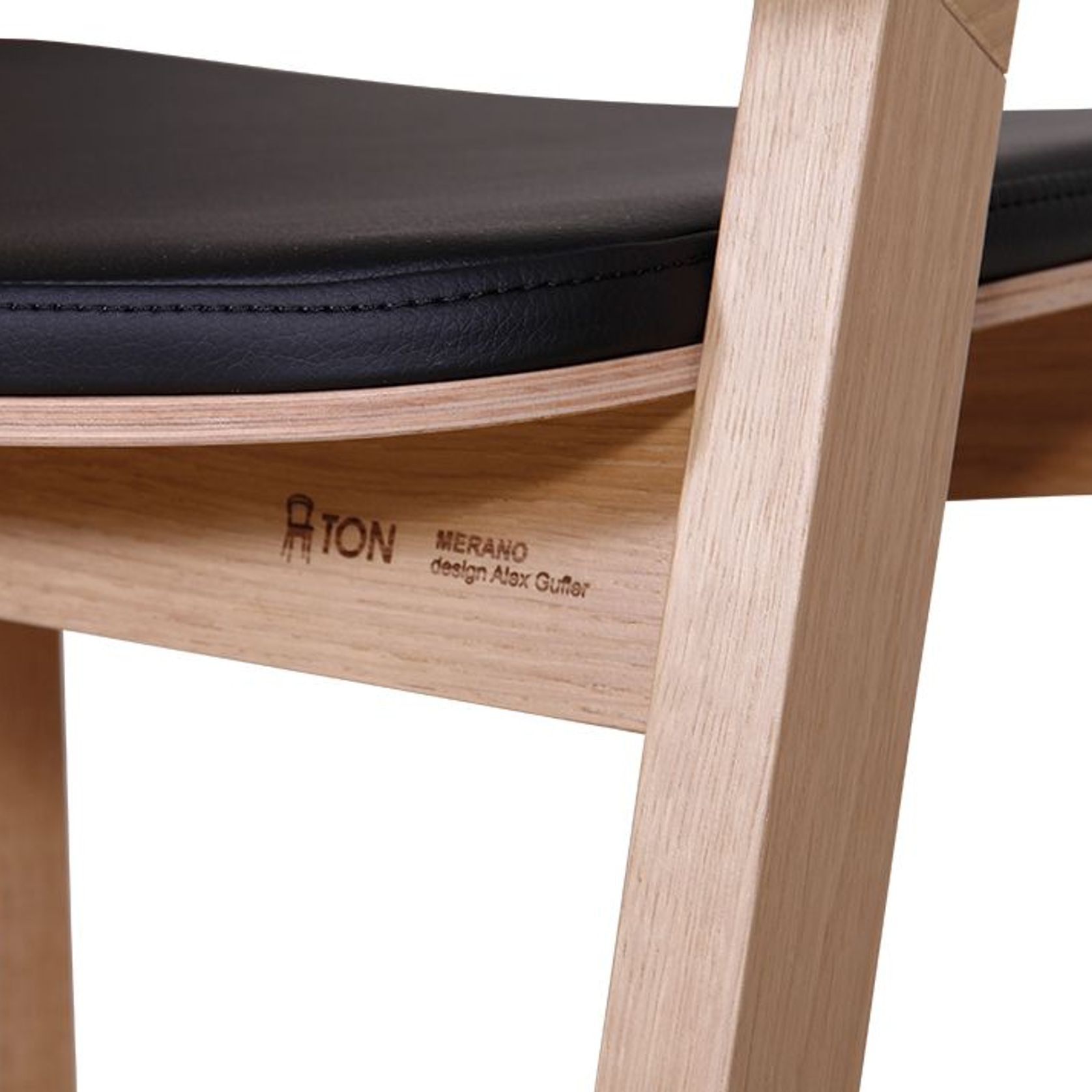 Merano Kitchen Stool - Natural Oak - Black Pad - by TON gallery detail image