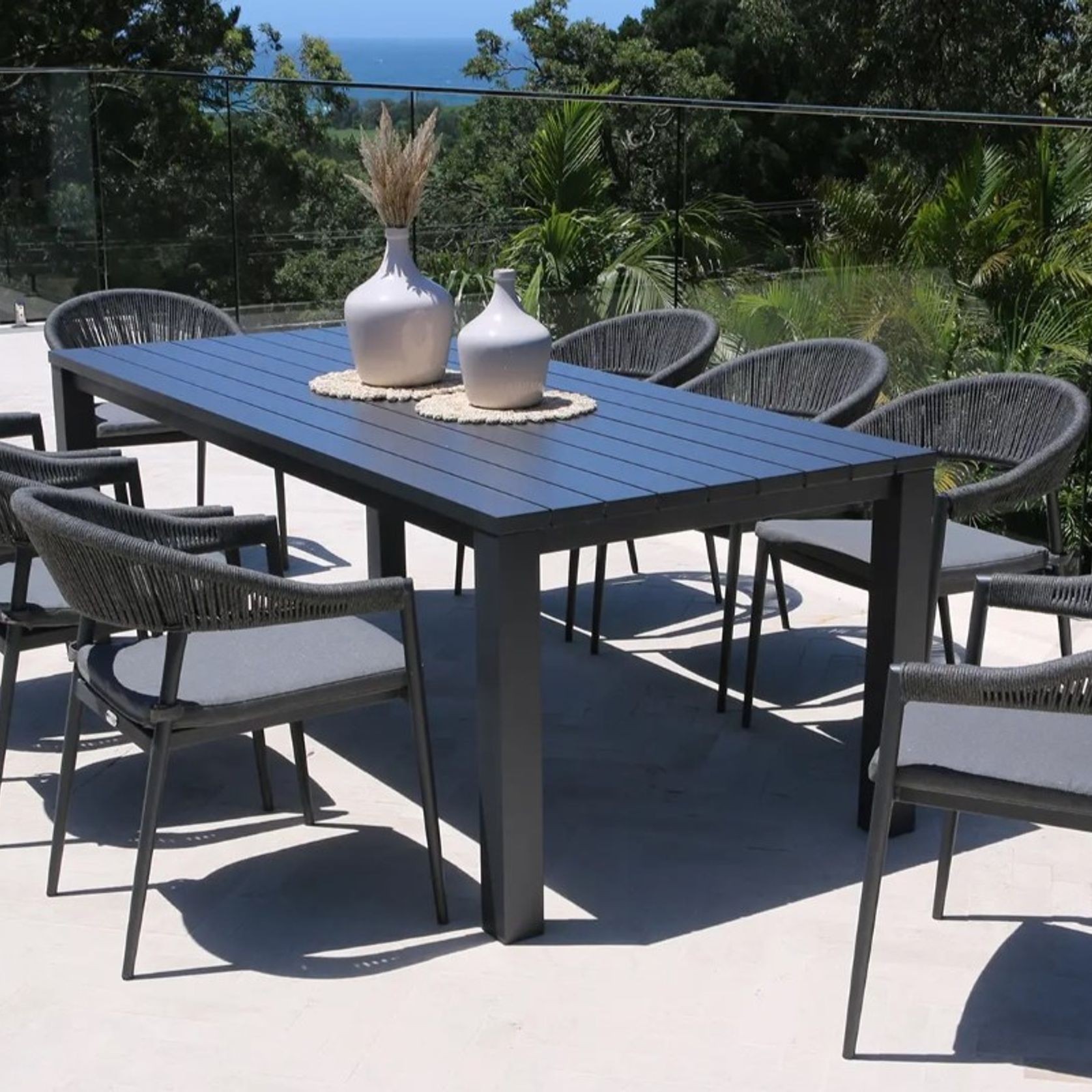 Cove Outdoor Dining Table 220cm | Charcoal gallery detail image