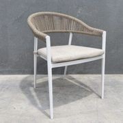 Cove Biscuit Rope Outdoor Dining Chair with Olefin Cushion - White gallery detail image