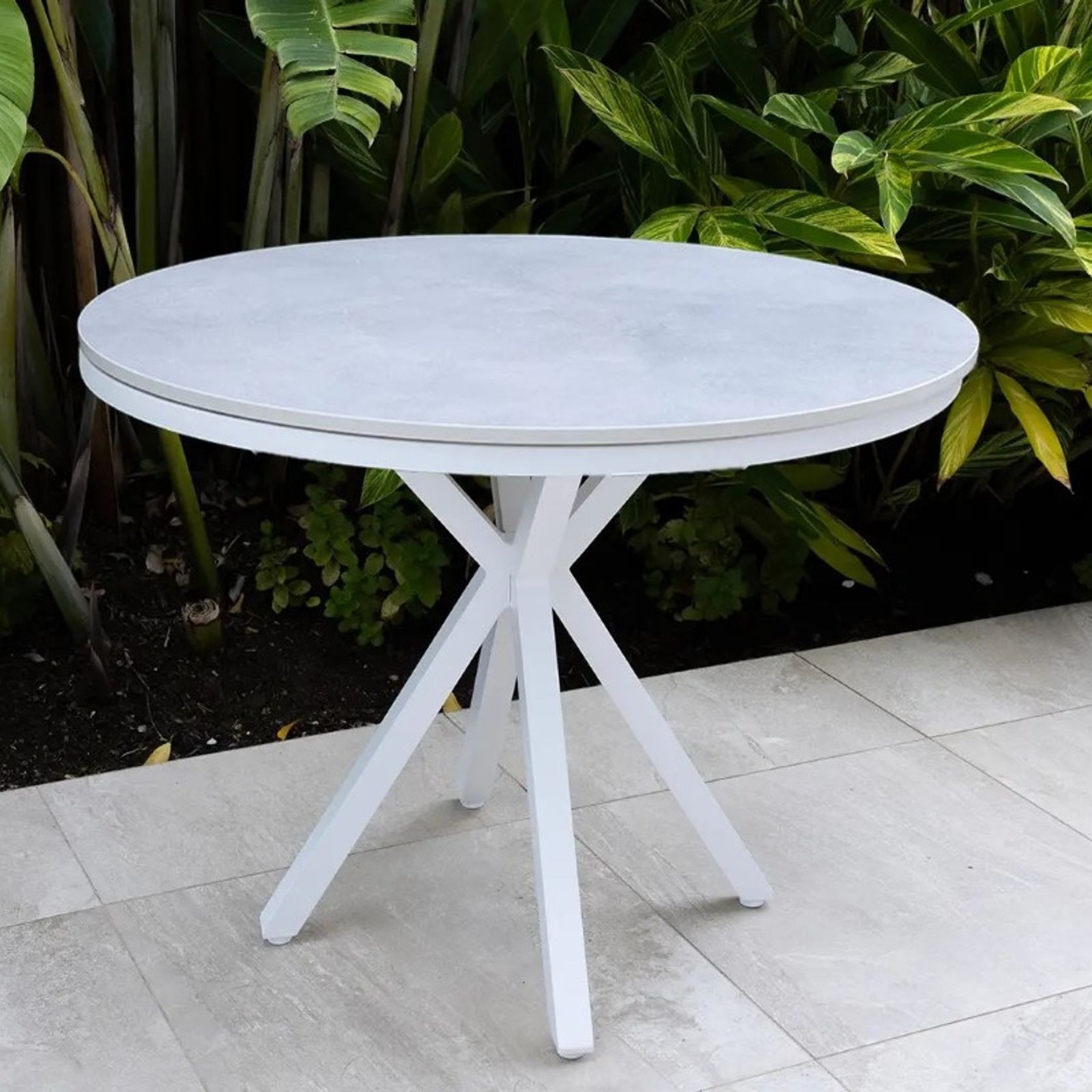 Cove Round Ceramic Outdoor Dining Table 100cm | White gallery detail image