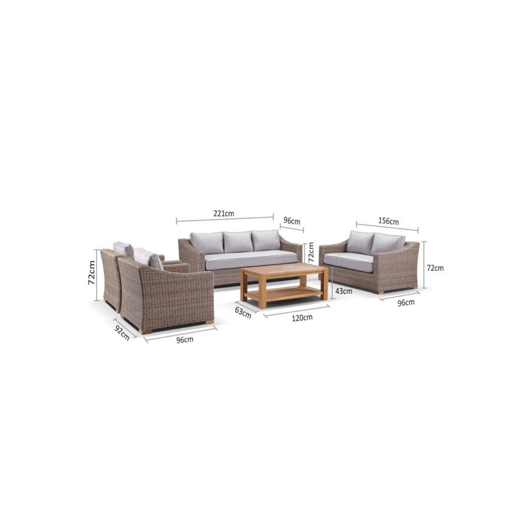 Retreat 3+2+1+1 Seater Lounge Set w/ Coffee Table gallery detail image