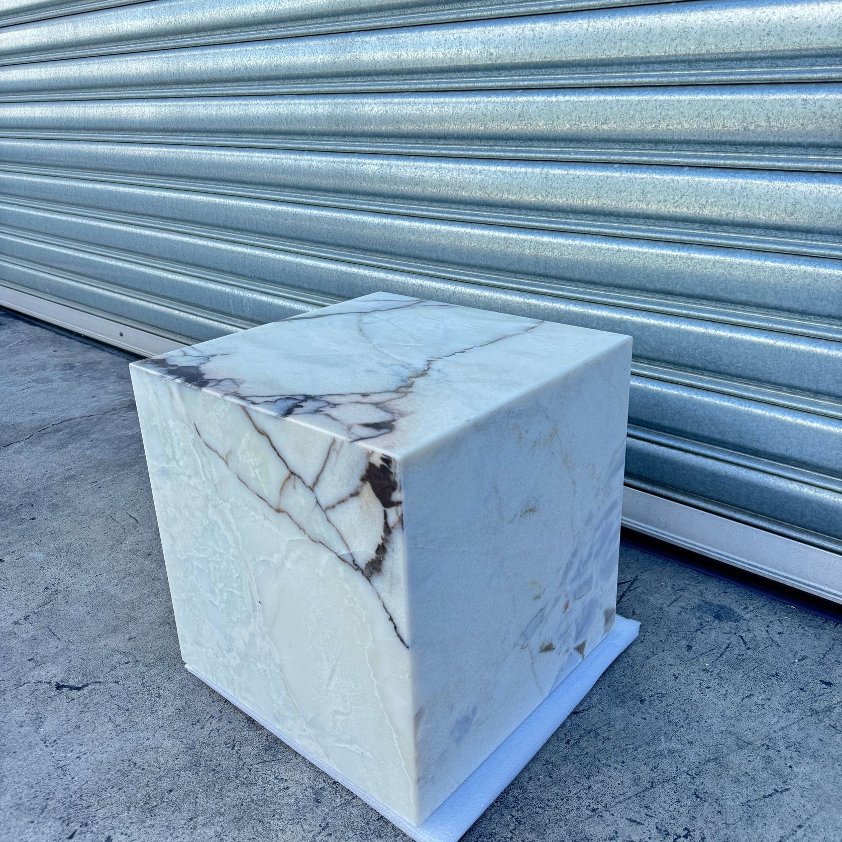 Cube Side Table - Peach Pink Rose Marble gallery detail image