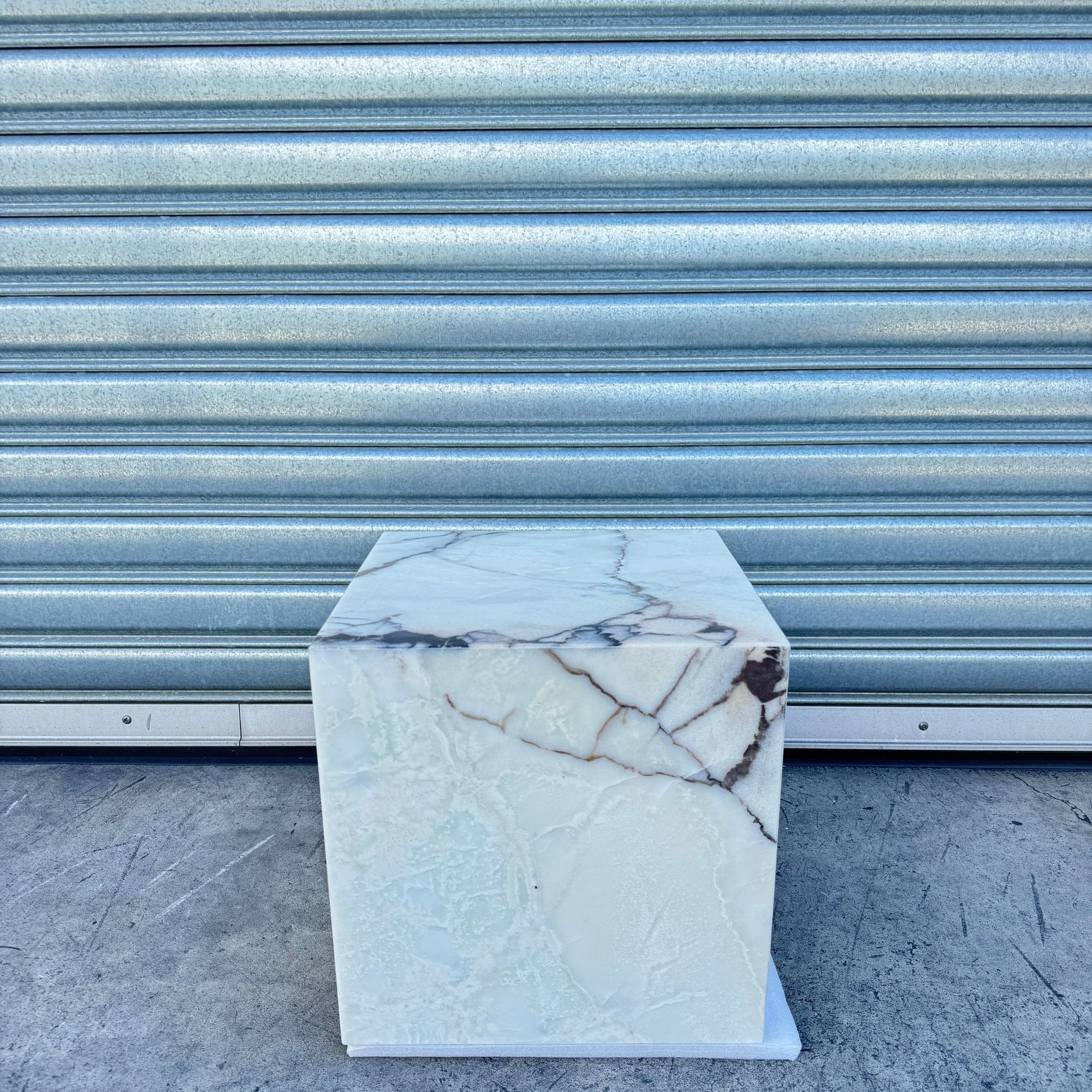 Cube Side Table - Peach Pink Rose Marble gallery detail image