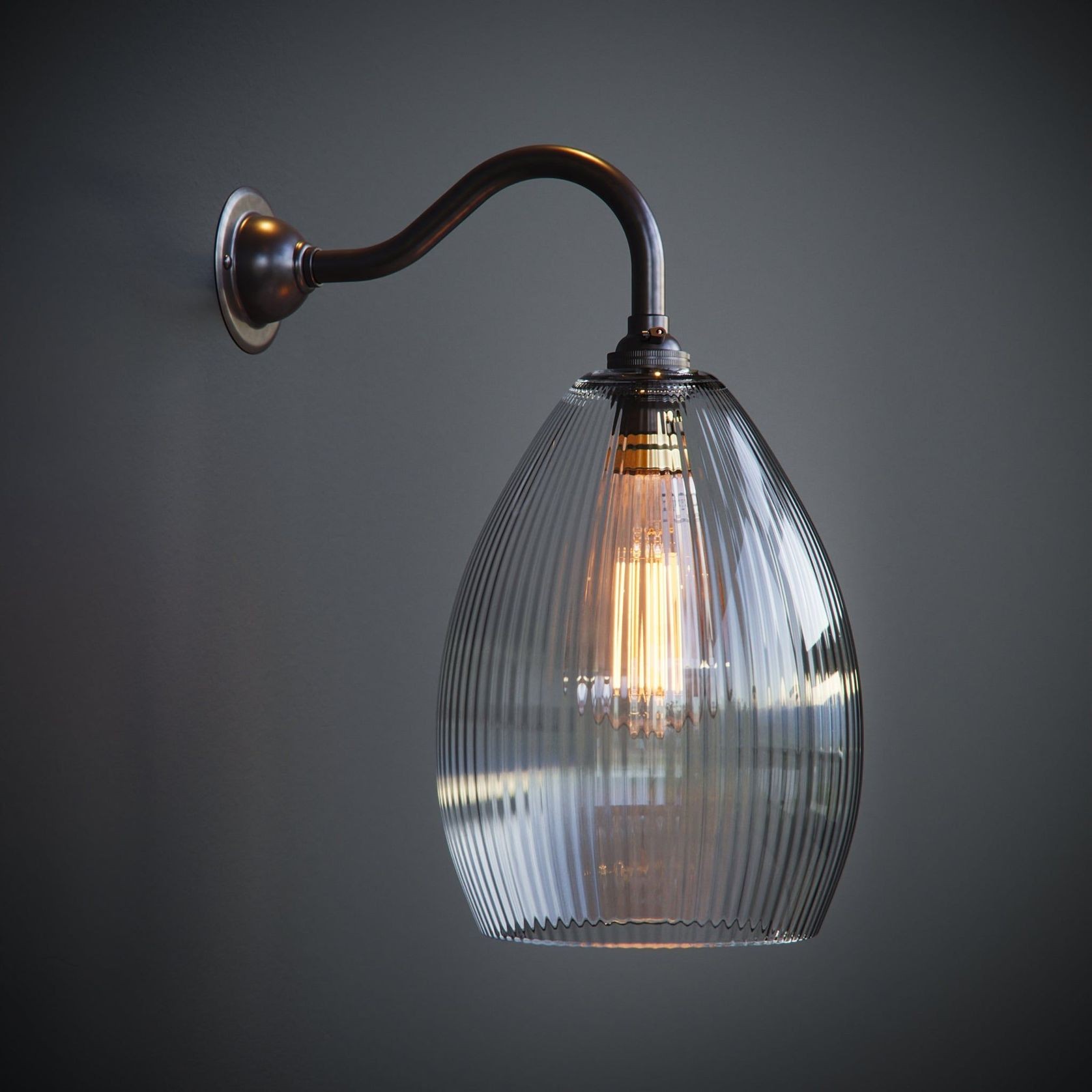Jules Fine Ribbed Clear Glass Wall Light gallery detail image
