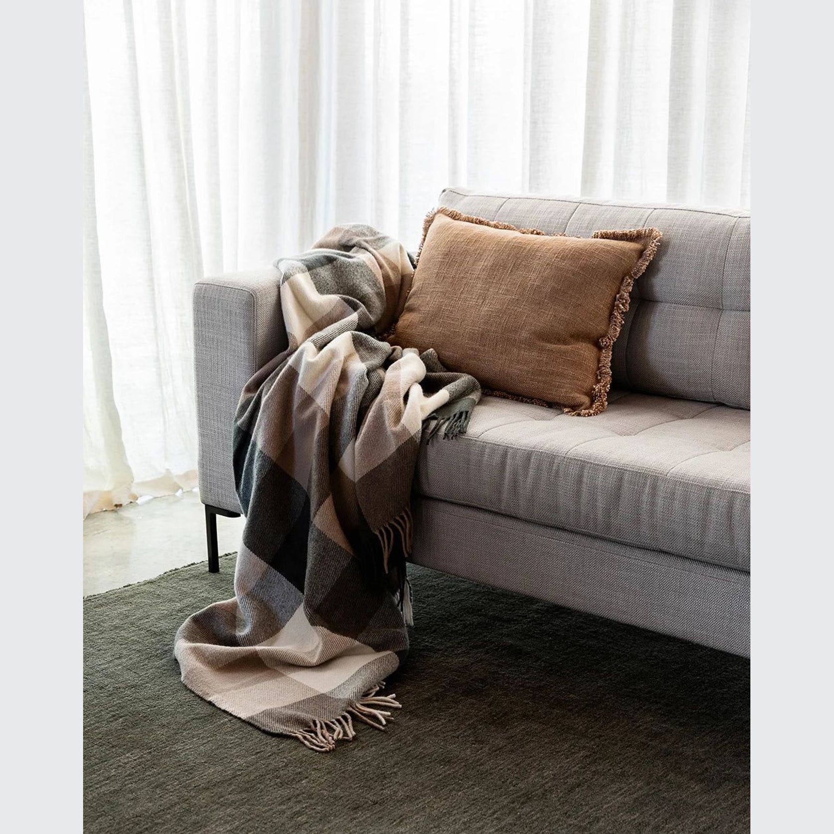 Baya Dover Cushion - Tan Brown | Lumbar with Fringe gallery detail image