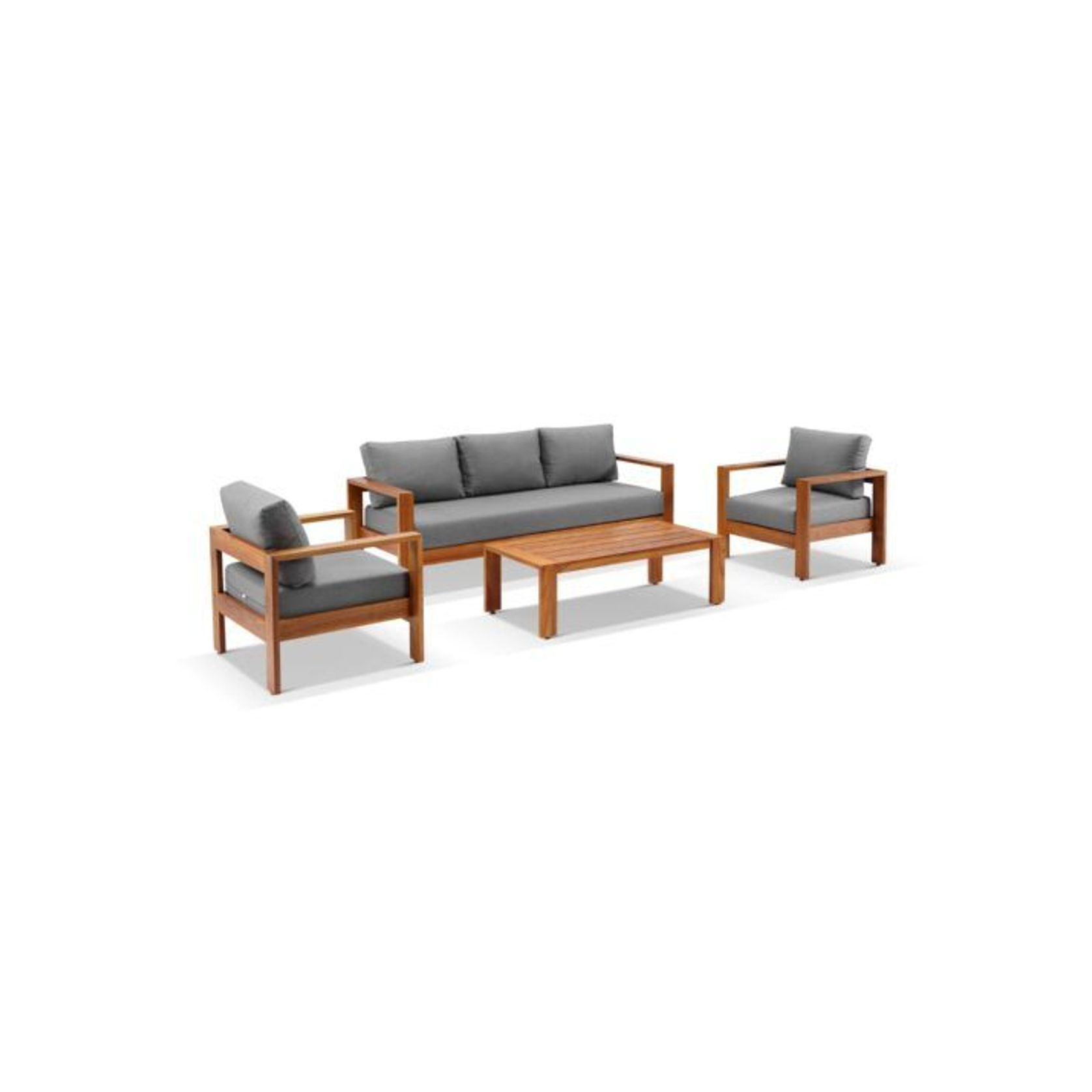 Delta 4pc Teak Lounge Set - Charcoal Sunbrella gallery detail image