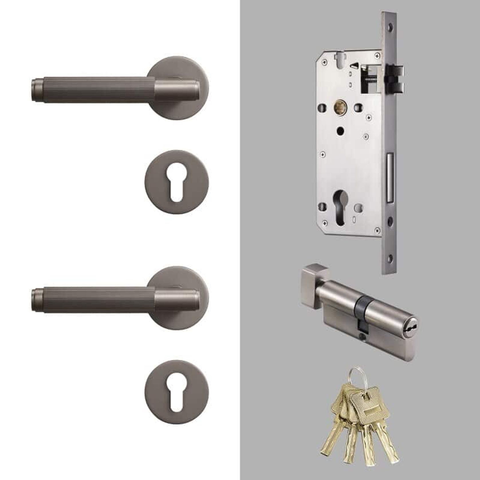 Luxe Doorware - Toorak Door Handles with Mortice Lock - Gunmetal gallery detail image