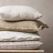 Baya Dover Cushion - Natural | Lumbar with Fringe gallery detail image