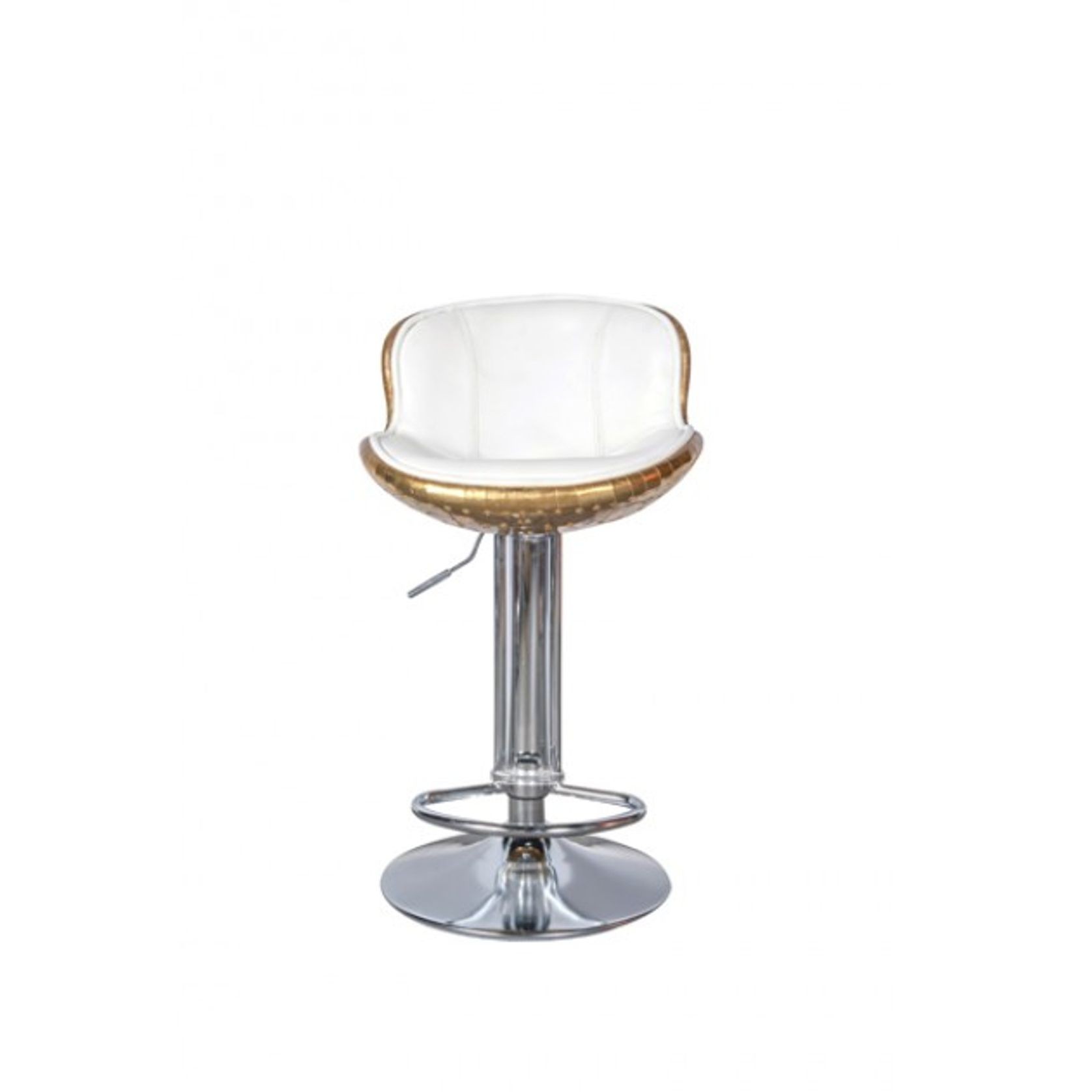 The Baron X2 Polished Brass and White Leather Bar Stool gallery detail image