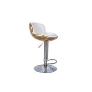 The Baron X2 Polished Brass and White Leather Bar Stool gallery detail image