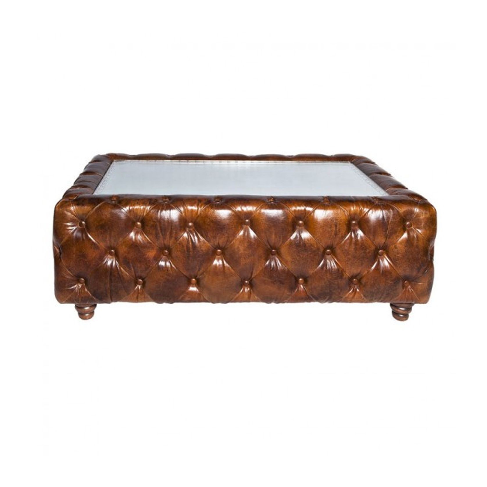 Regal Aluminium and Brown Chesterfield Leather Coffee Table gallery detail image