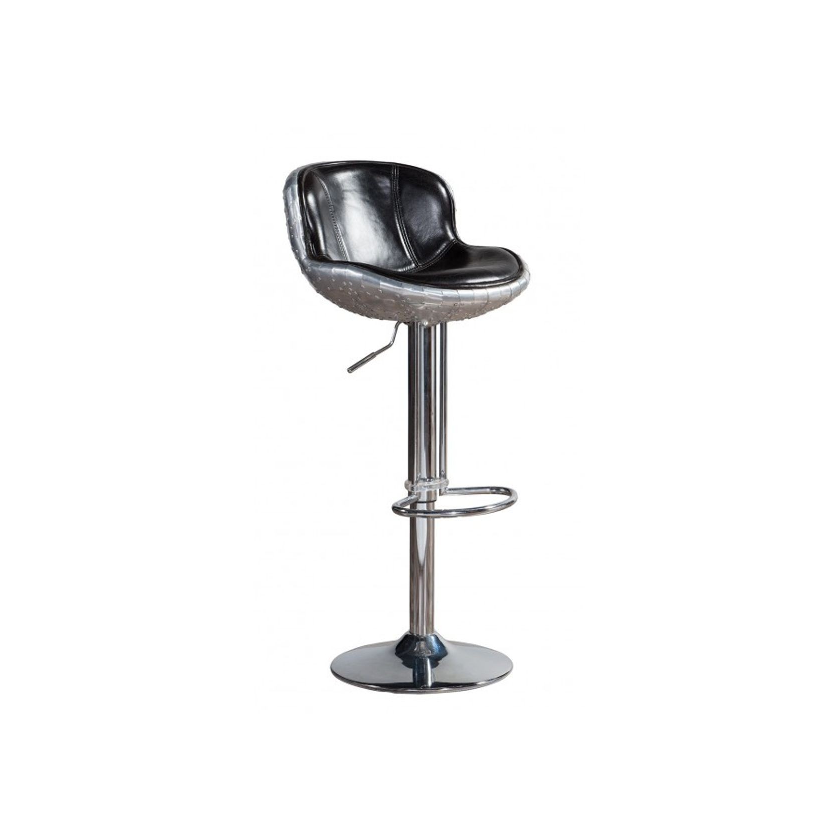 The Baron X2 Aluminium and Black Leather Bar Stool gallery detail image