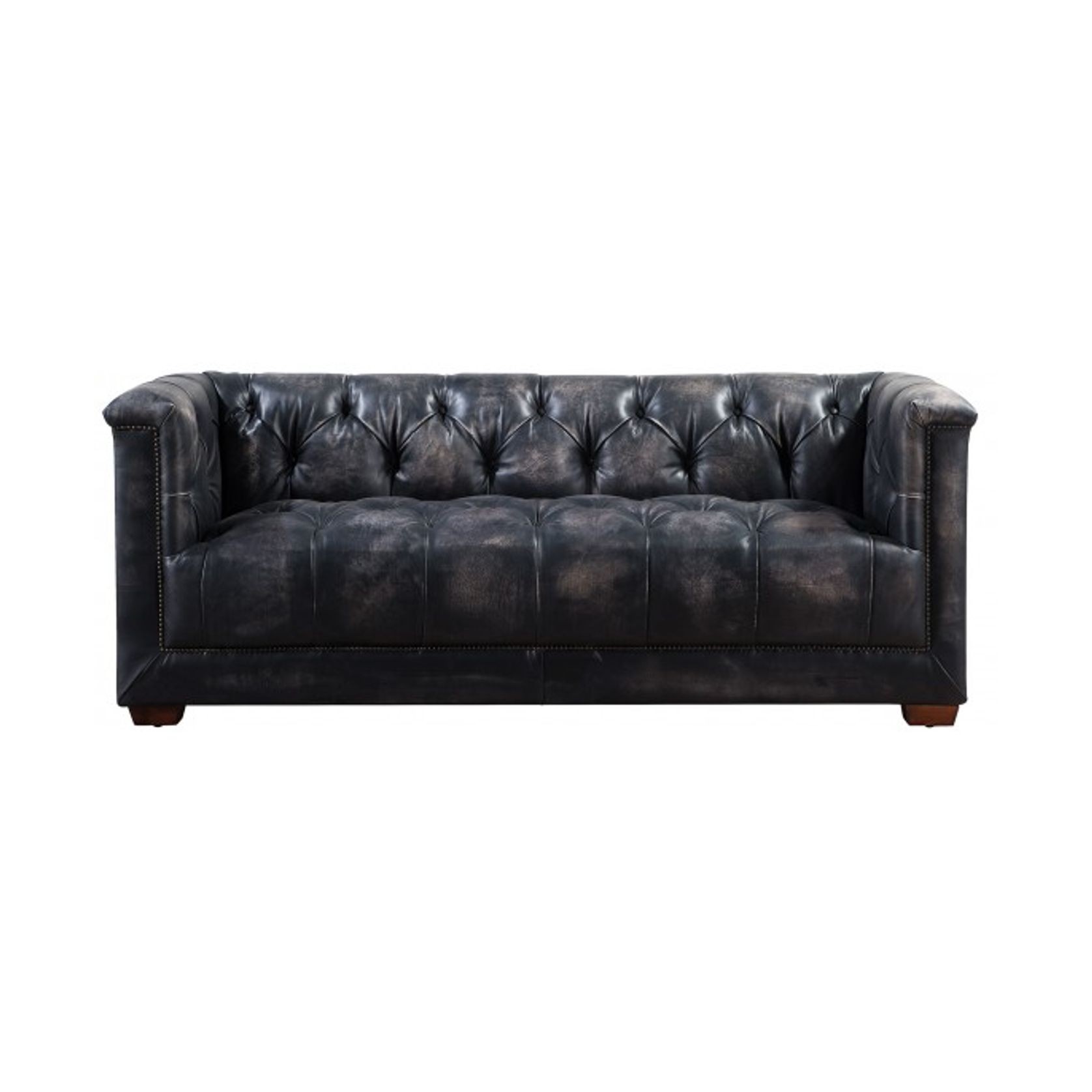 Gladiator Cube 2 seat vintage leather sofa - black chesterfield leather and Aluminium gallery detail image