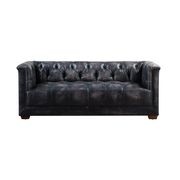 Gladiator Cube 2 seat vintage leather sofa - black chesterfield leather and Aluminium gallery detail image