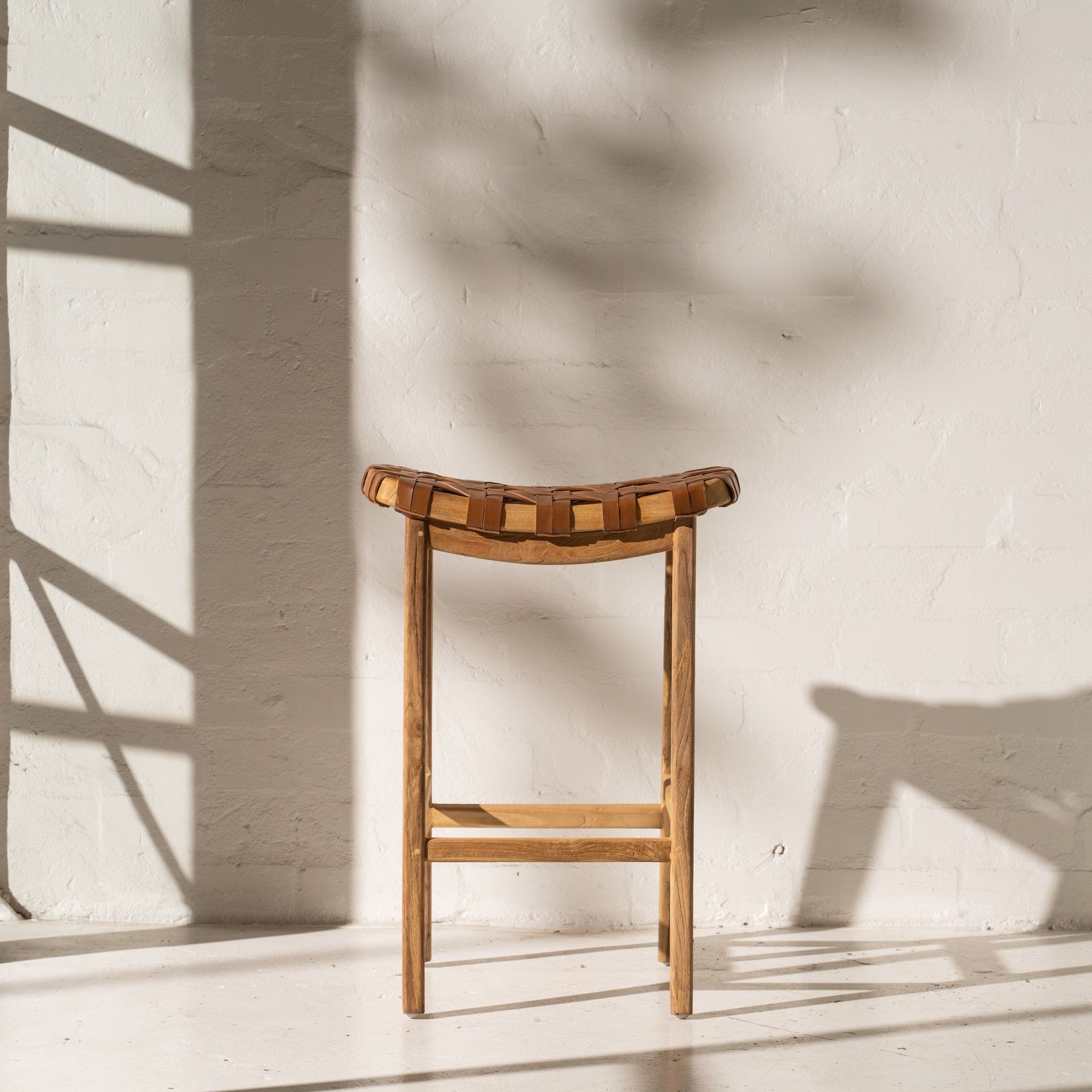 Ellery Woven Leather Barstool gallery detail image