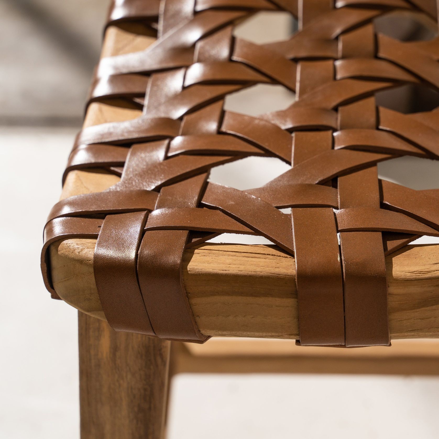 Ellery Woven Leather Barstool gallery detail image