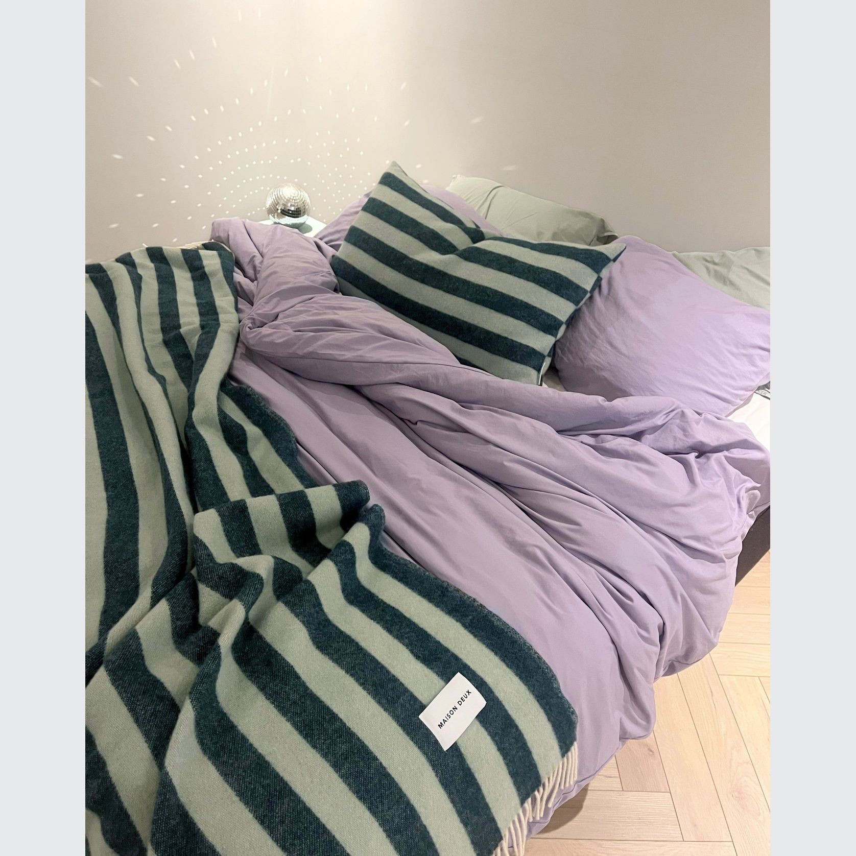 Maison Deux Candy Wrap - Green Sage | Large Reversible Wool Throw gallery detail image