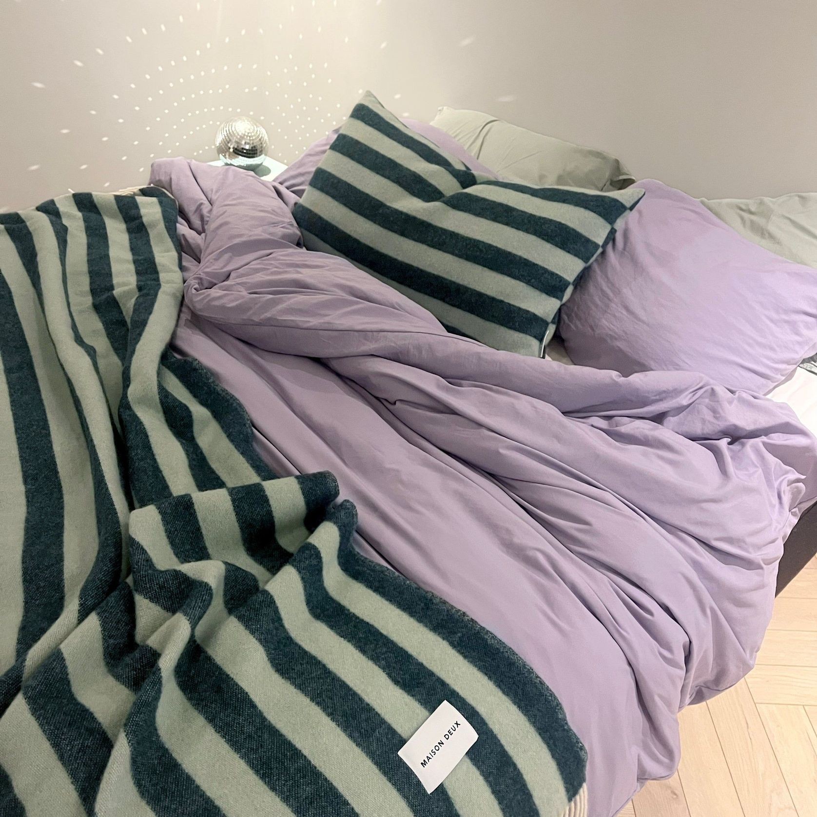 Maison Deux Candy Wrap - Green Sage | Large Reversible Wool Throw gallery detail image